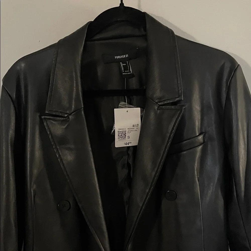 Black Faux Leather Blazer - Picture 2 of 5